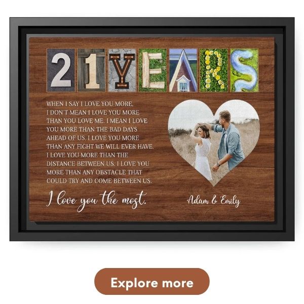 Personalized 21 Year Anniversary Gift For Husband - Custom Canvas Print