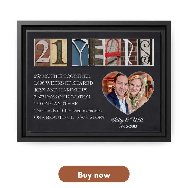 Personalized 21 Year Anniversary Gift For Couples - Custom Canvas Print