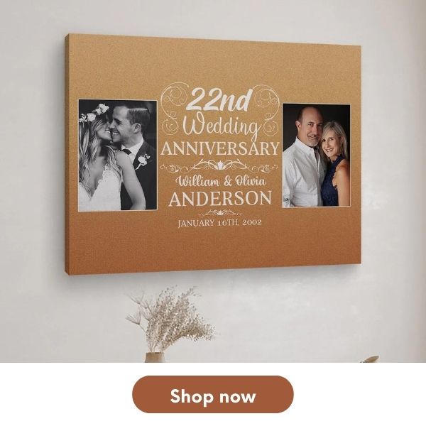 Personalized Copper Anniversary Gift - Custom Canvas Print