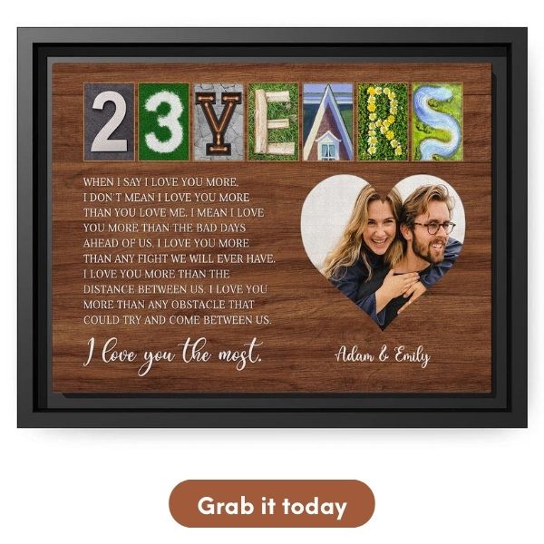 Customized 23rd Anniversary Gifts For Wife - Custom Canvas From MyMindfulGifts