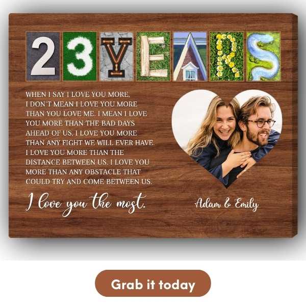 Customized 23rd Anniversary Gift For Wife - Custom Canvas From MyMindfulGifts