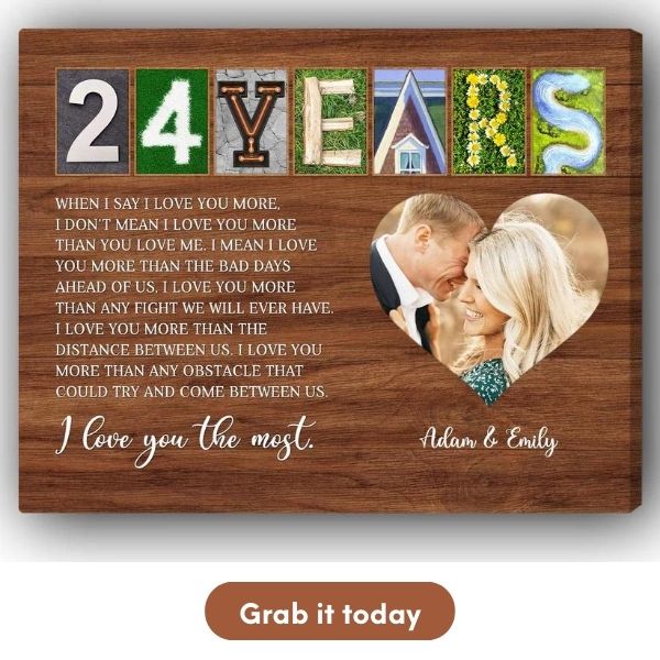 Customized 24th Anniversary Gift For Wife From Husband - Custom Canvas From MyMindfulGifts