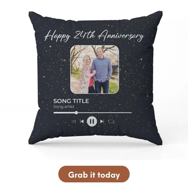 Personalized 24th Anniversary Gift For Freiends - Custom Pillow From MyMindfulGifts