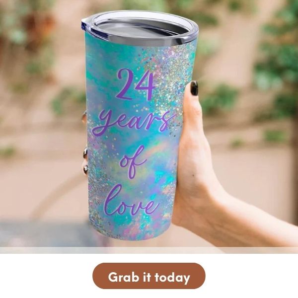 Personalized 24th Anniversary Gift For Freiends - Custom Tumbler From MyMindfulGifts