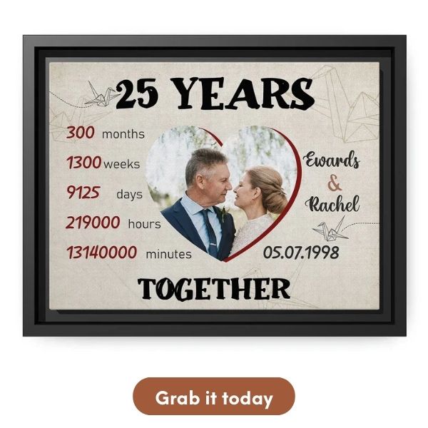 Personalized 25th Anniversary Gift For Husband - Custom Canvas From MyMindfulGifts