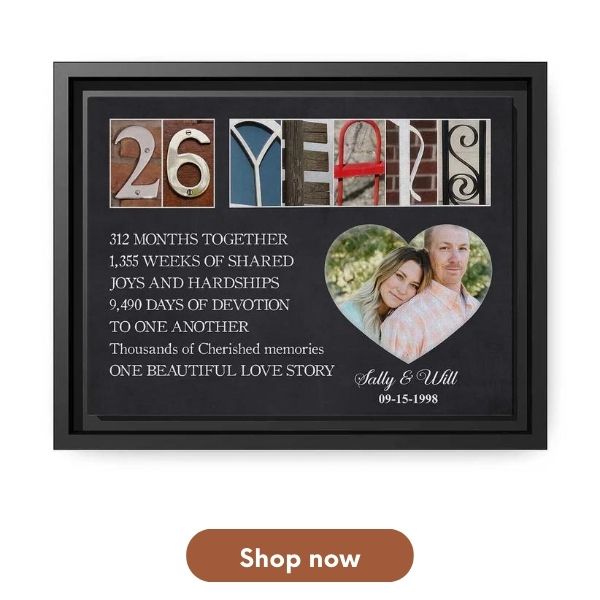 Custom 26th Anniversary Gifts For Parents From Daughter - Custom Canvas From MyMindfulGifts