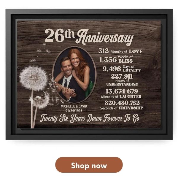 Custom 26th Anniversary Gifts For Parents - Custom Canvas From MyMindfulGifts