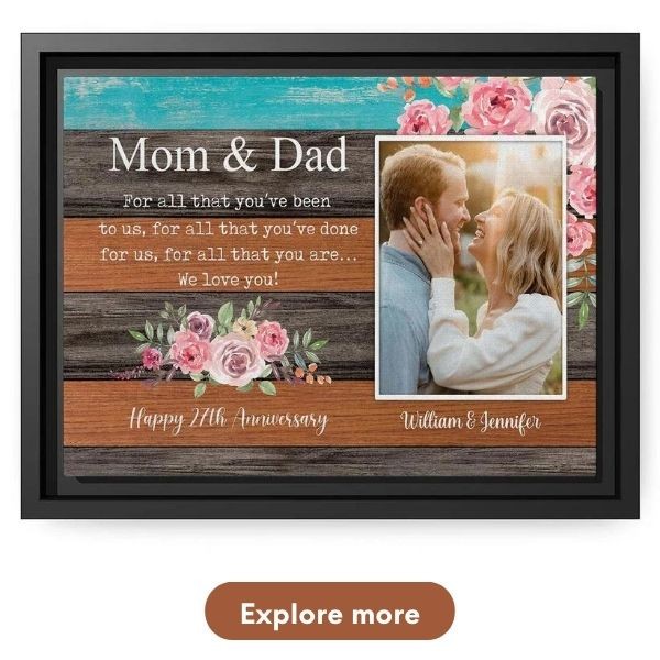 Customizable 27th Anniversary Gift For Parents - Custom Canvas From MyMindfulGifts