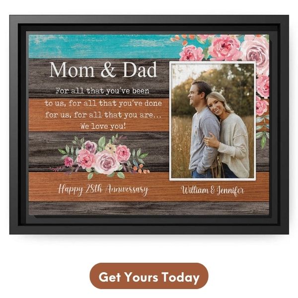 Personalized 28th Anniversary Gifts For Wife - Custom Canvas From MyMindfulGifts