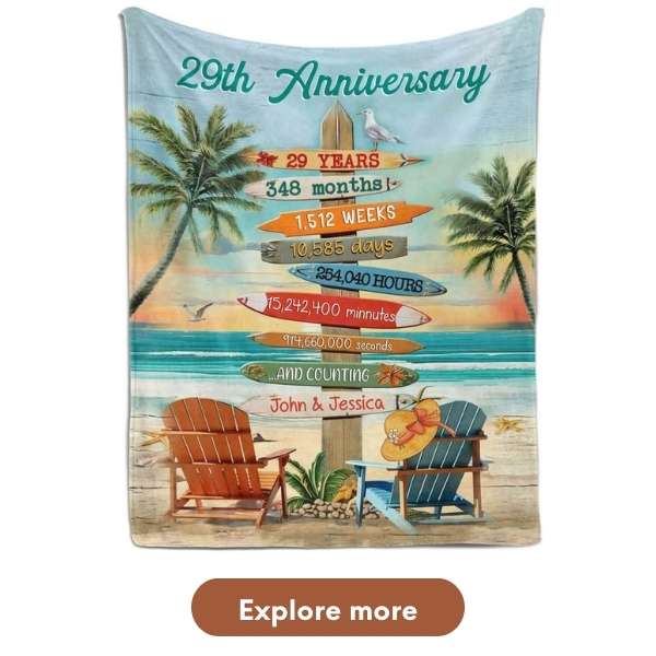 Custom 29 Year Anniversary gift For Lover- Custom Blanket from MyMindfulGifts