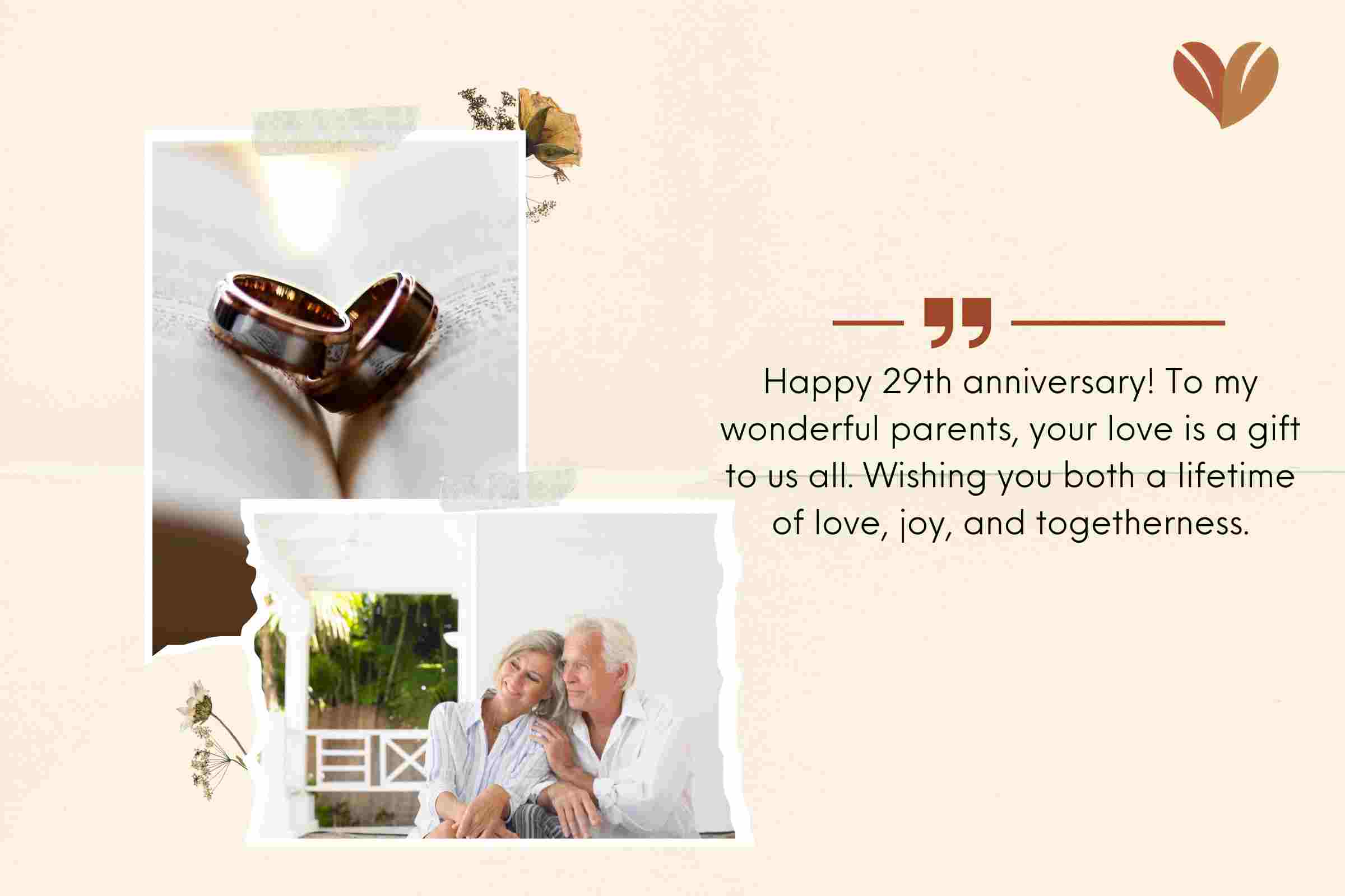 Inspirational 29th Togetherness Wishes For Parents