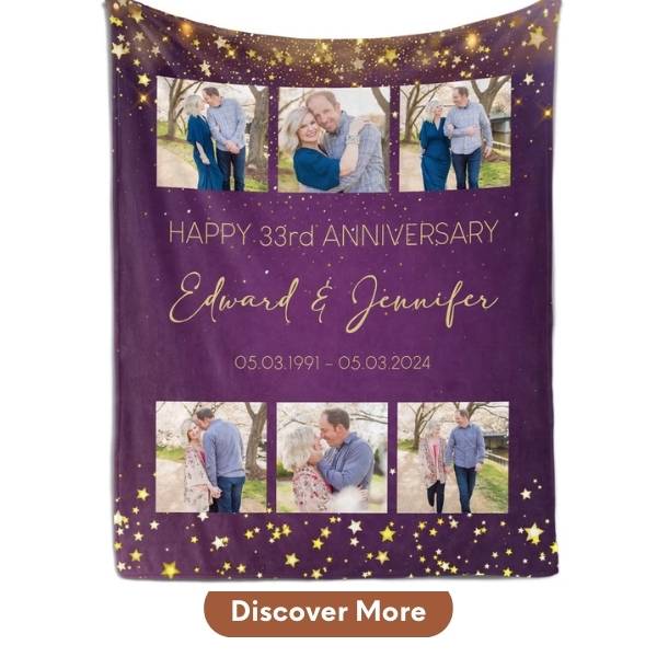 Customized 33rd Anniversary Gift - Custom Blanket From MyMindfulGifts