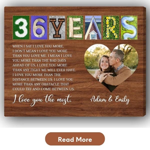 Customizable 36 Year Anniversary gift For Wife - Custom Canvas Print