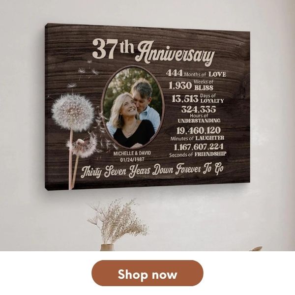 Personalized 37 Year Anniversary gift For Couples - Custom Canvas Print