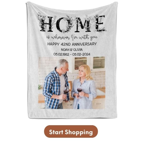 Customizable 42nd Anniversary Gift For Him - Custom Blanket From MyMindfulGifts