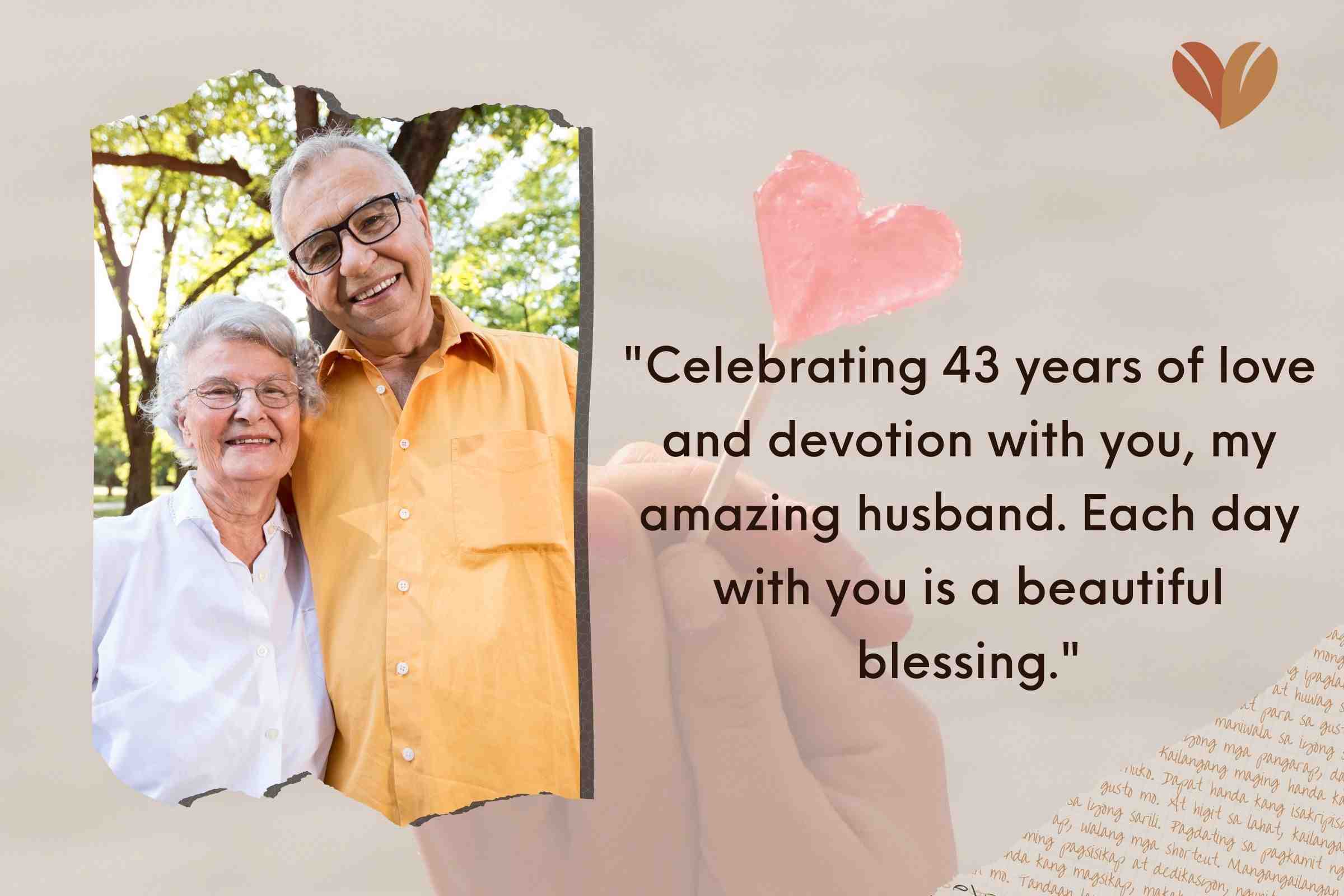 Romantic 43rd Wedding Anniversary Quotes For Husband