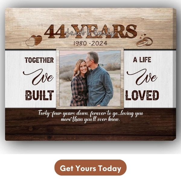 Customizable 44 Year Anniversary gift For Brother - Custom Canvas Print - MyMindfulGifts