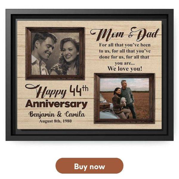 Personalized 44th Anniversary Gifts - Custom Canvas From MyMindfulGifts