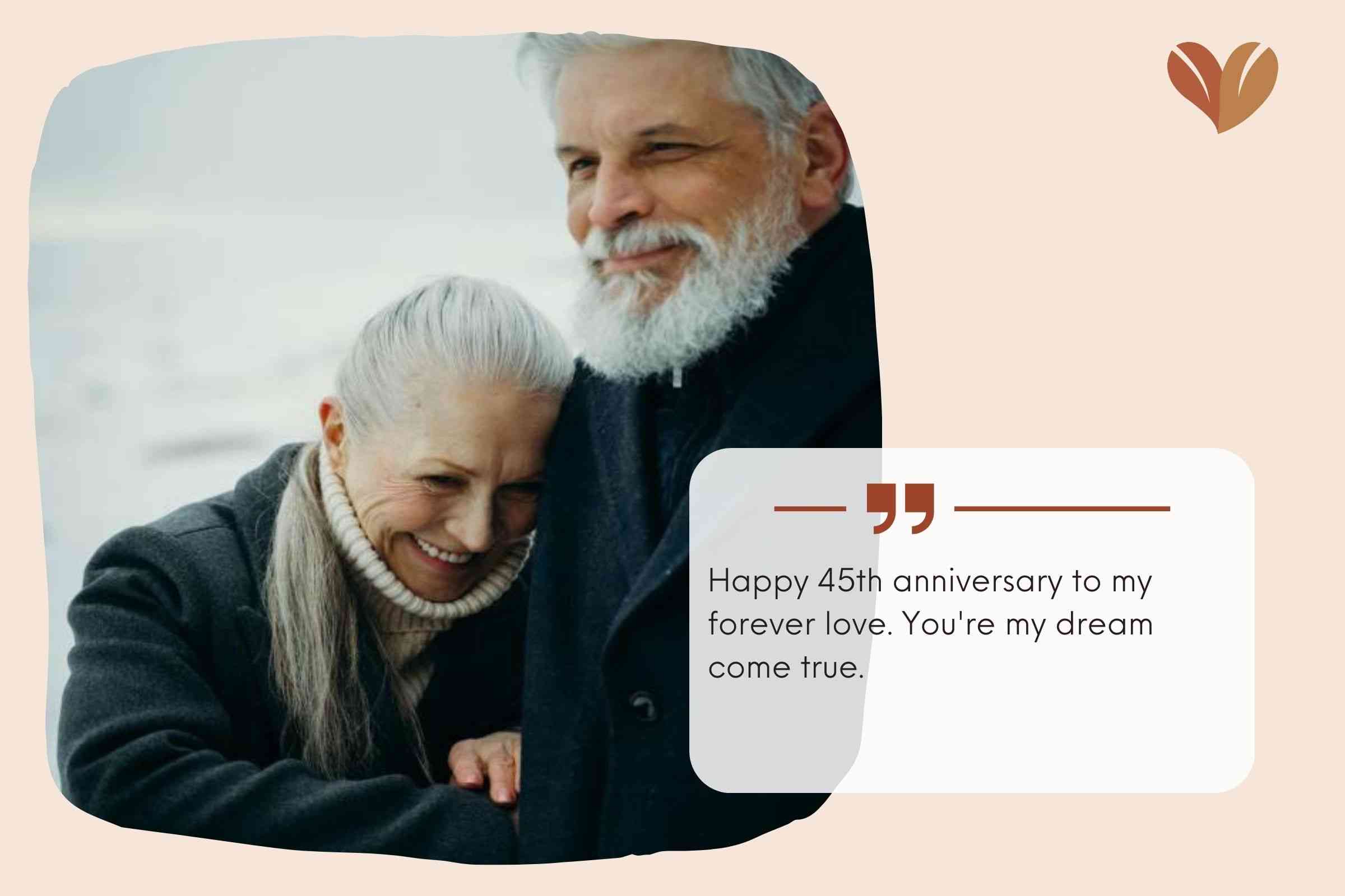 Short 45th Wedding Anniversary Wishes For Wife From Husband