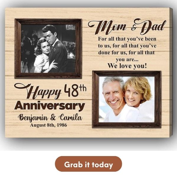 Customized 48th Anniversary Gift For Couples - Custom Canvas From MyMindfulGifts