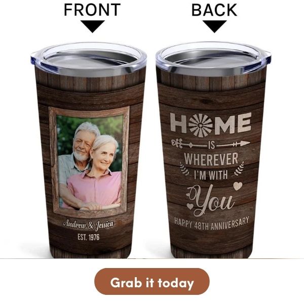 Customized 48th Anniversary Gift For Husband From Wife - Custom Tumbler From MyMindfulGifts