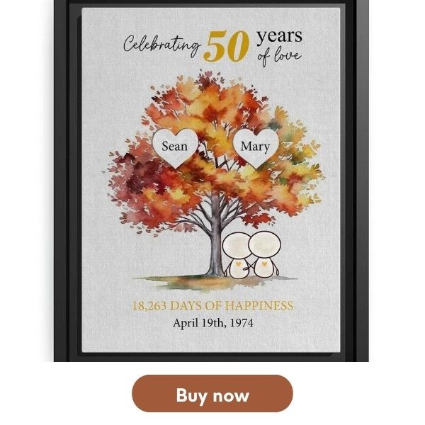 Customizable 50th Anniversary Gifts For Best Friend - Custom Canvas From MyMindfulGifts