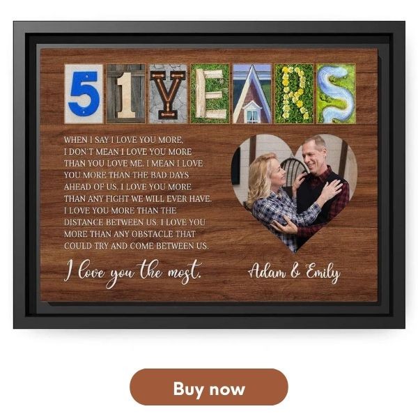 Customized 51st Anniversary Gifts - Custom Canvas From MyMindfulGifts