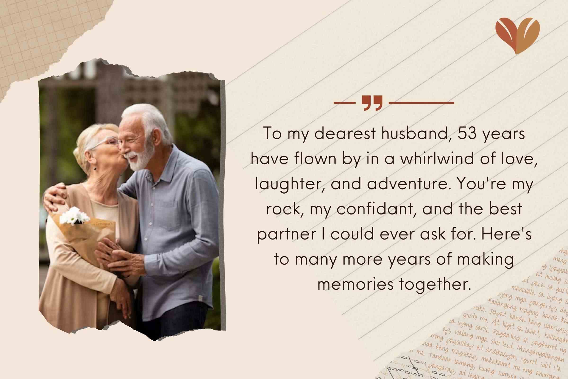 Heartfelt 53rd Wedding Anniversary Wishes For Husband