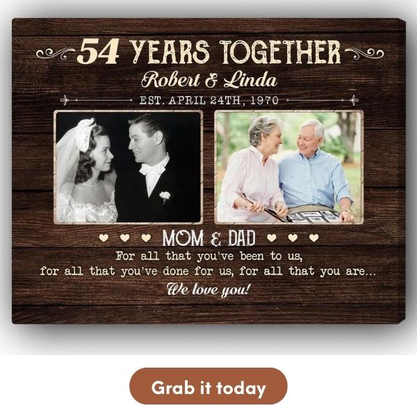 Personalized 54th Anniversary Gift For Husband - Custom Canvas From MyMindfulGifts