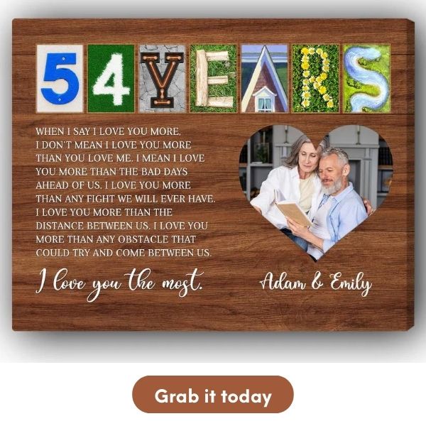 Customizable 54th Anniversary Gift For Brother Or Sister - Custom Canvas From MyMindfulGifts