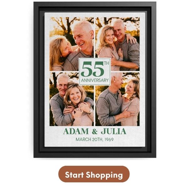 Personalized 55 Year Anniversary Gift For Couples - Custom Canvas From MyMindfulGifts