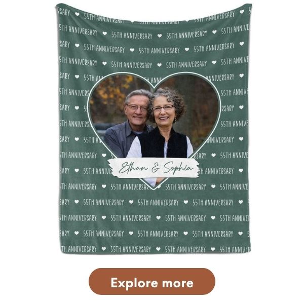 Customizable 55th Anniversary Gift For Couple - Custom Blanket From MyMindfulGifts