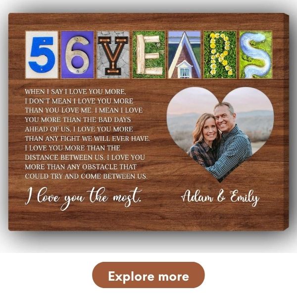 Customized 56 Years Anniversary Gifts For Couples - Canvas From MyMindfulGifts