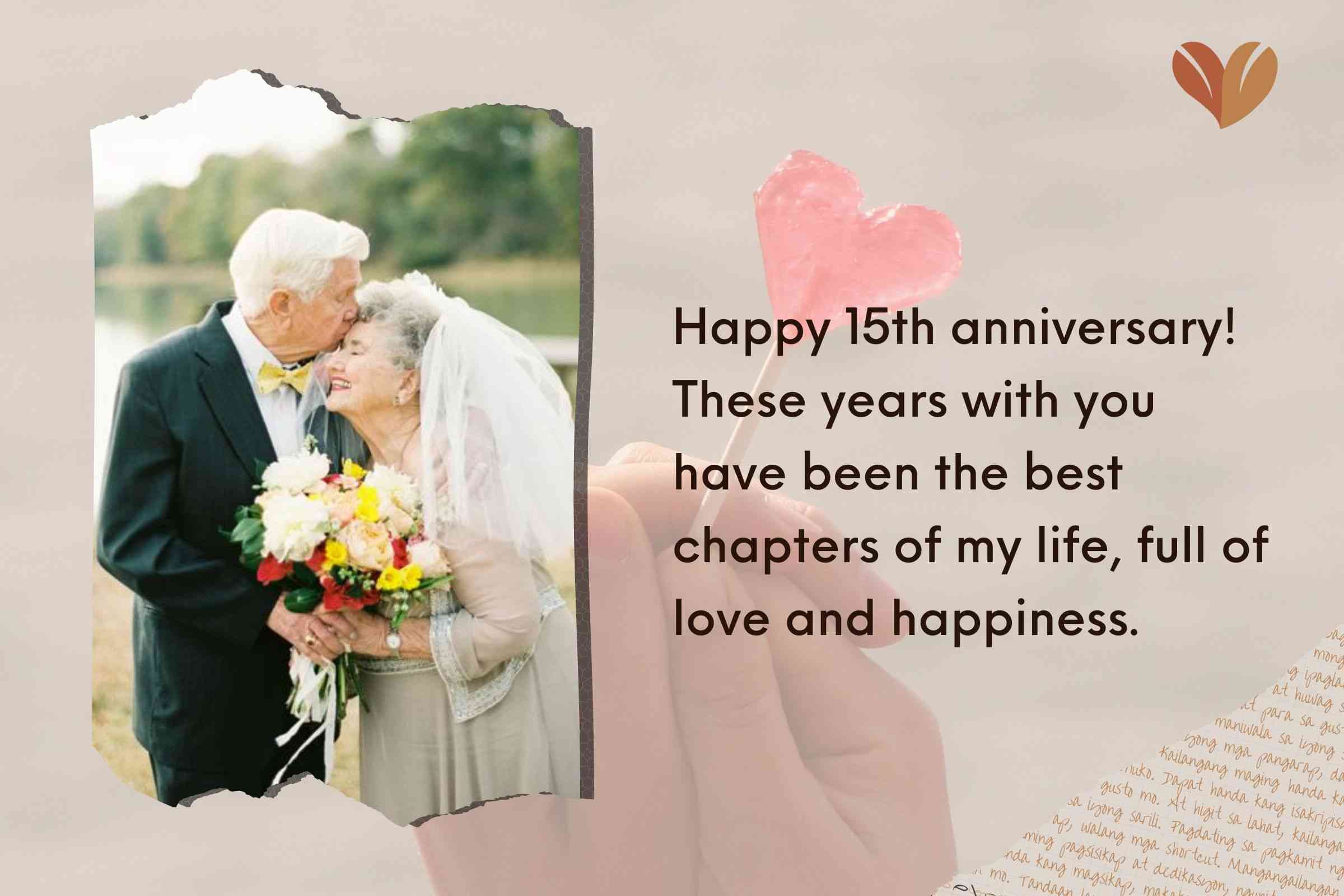 Short 15th Anniversary Sayings For Wife