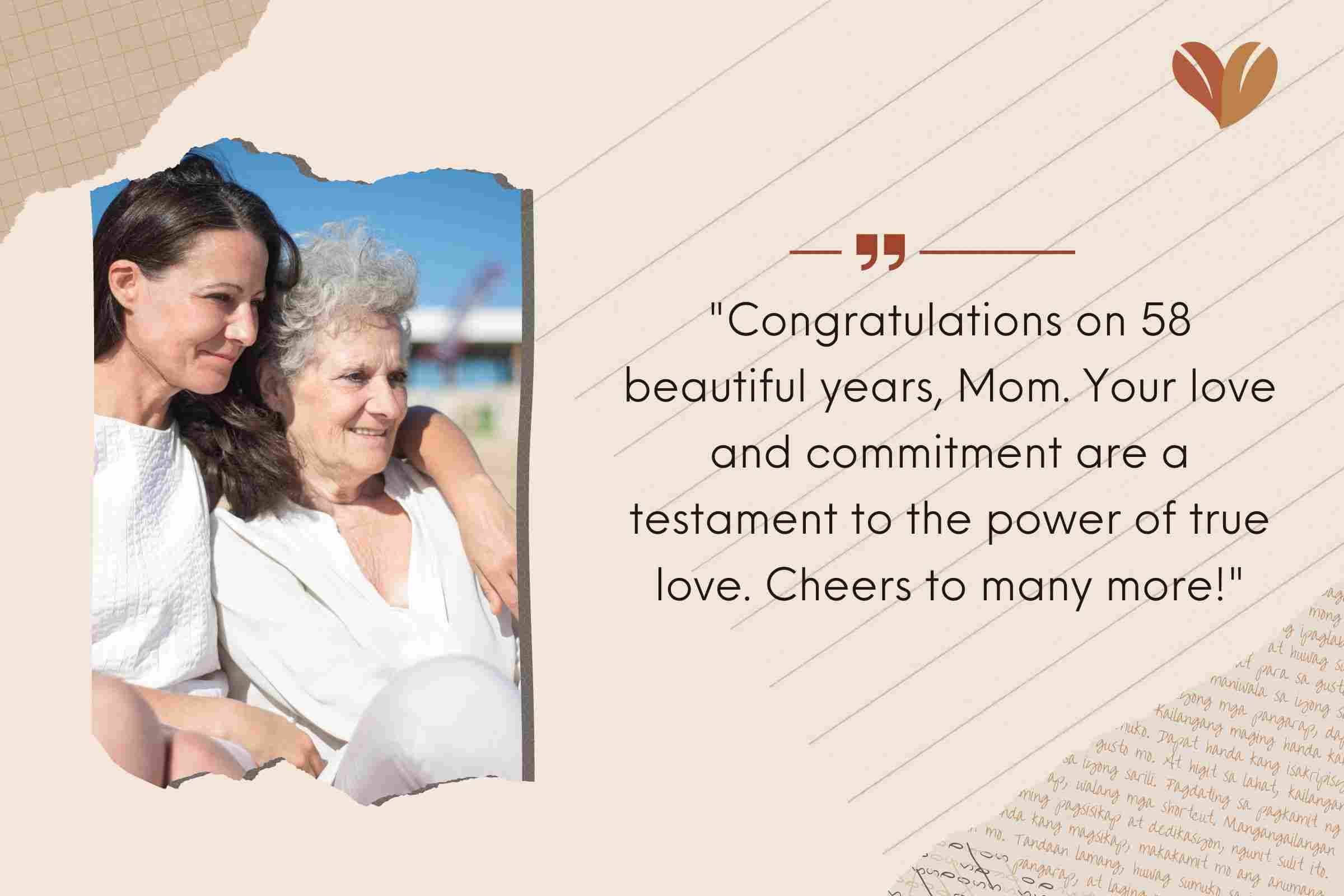 Meaningful 58 Years Anniversary Wishes For Your Mom