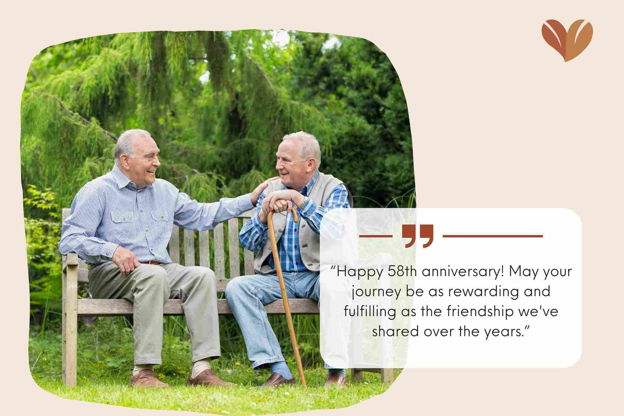 Thoughtful 58 Years Anniversary Wishes For Male Friends