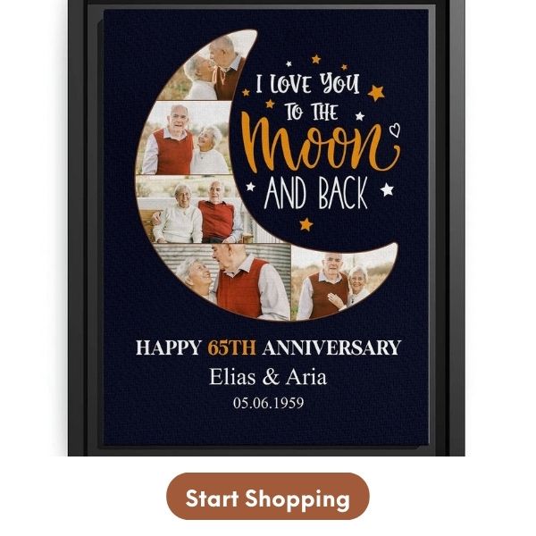 Personalized 65 Year Anniversary gift For Husband - Custom Canvas Print 