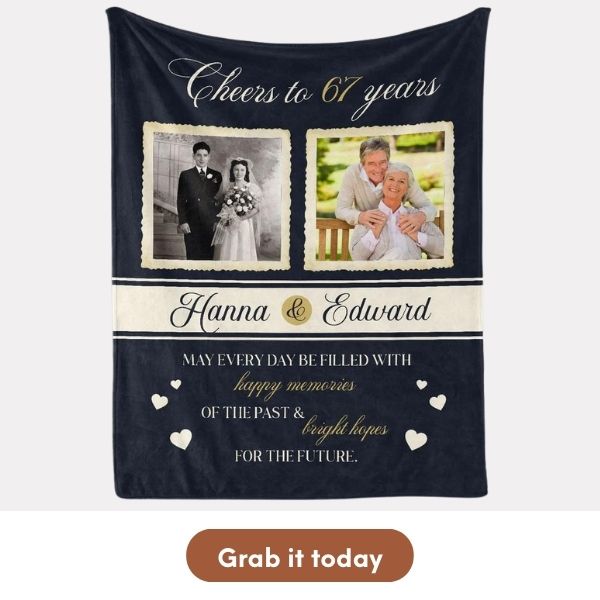 Personalized 67th Anniversary Gift For Friends - Custom Blanket From MyMindfulGifts