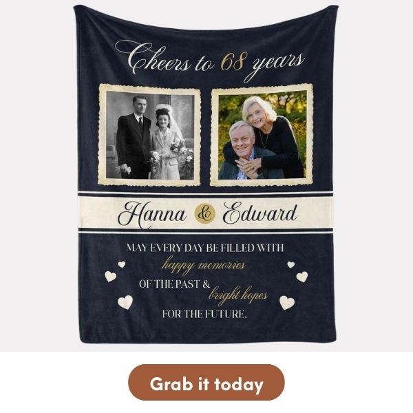 Personalized 68th Anniversary Gift For Husband - Custom Blanket From MyMindfulGifts