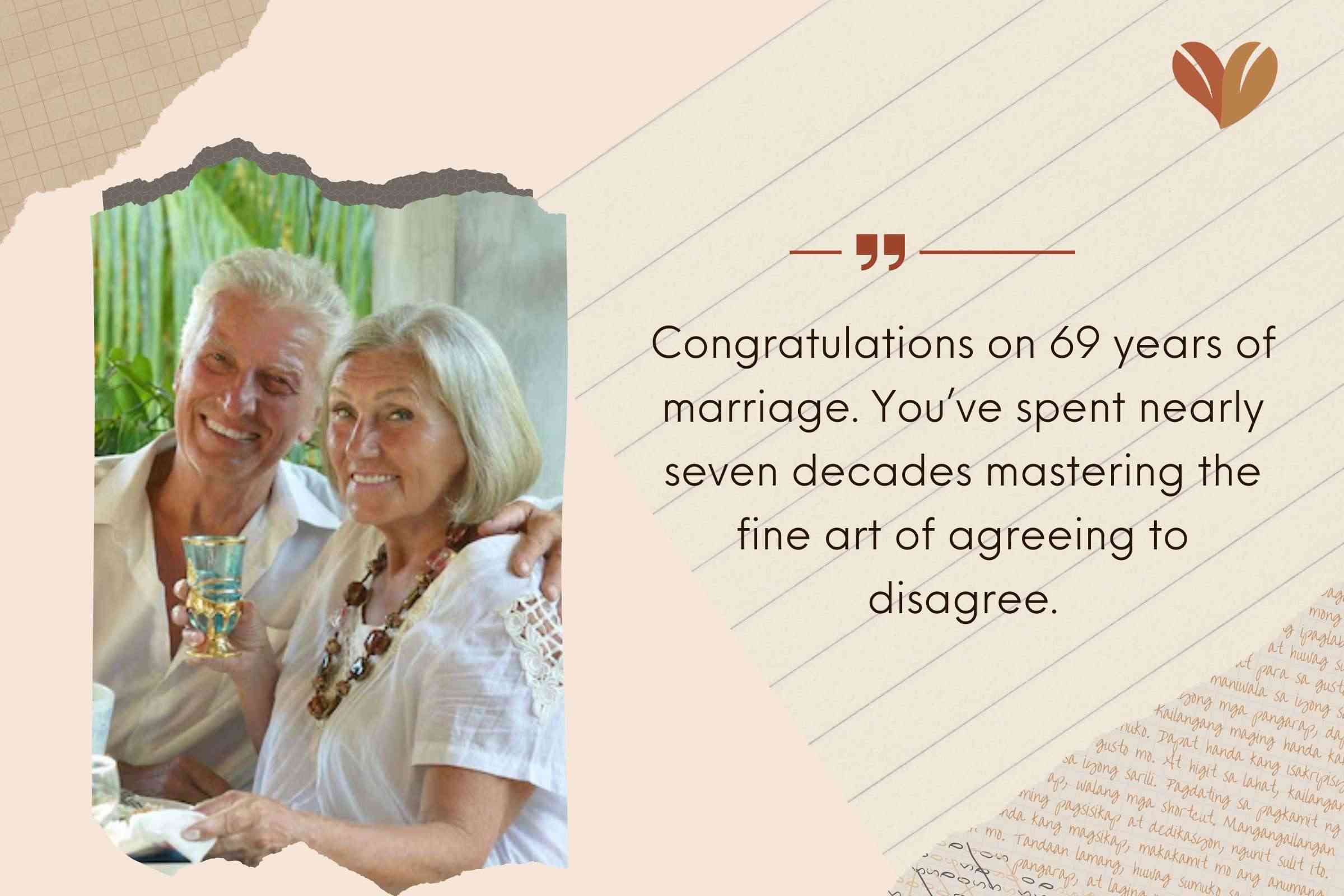 Sweet 69th Wedding Anniversary Messages For Your Friends