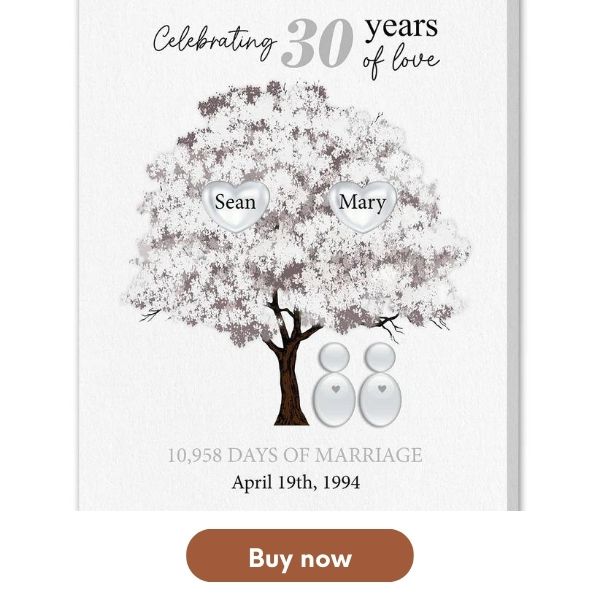 Customizable 30th Anniversary Gift For Couple - Custom Canvas From MyMindfulGifts