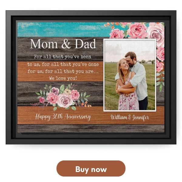 Personalized 36 Year Anniversary gift For Parents - Custom Canvas Print