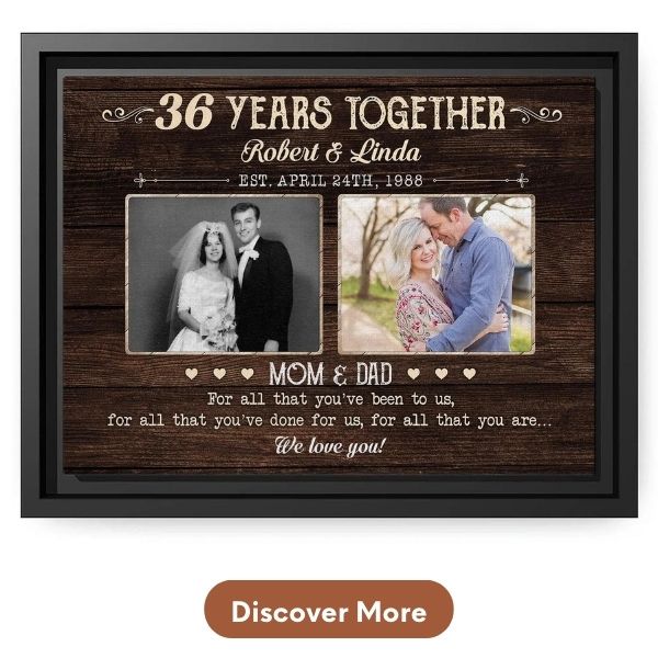 Custom 36 Year Anniversary gift For Parents - Custom Canvas Print