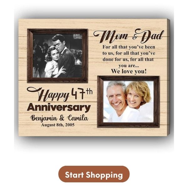 Customized 47th Anniversary Gift For Couples - Custom Canvas From MyMindfulGifts