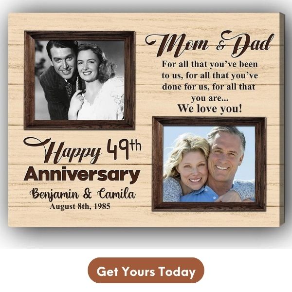 Customized 49 Year Anniversary gift for lover- Custom Canvas Print