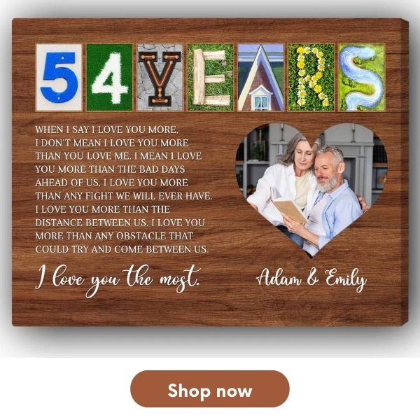 Personalized 54th Anniversary Gift For Mom - Custom Canvas From MyMindfulGifts