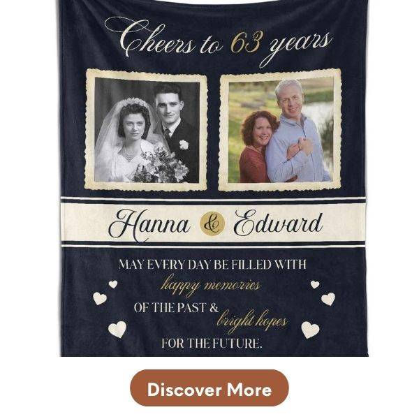 Personalized 63rd Anniversary Gift For Spouse - Custom Blanket From MyMindfulGifts