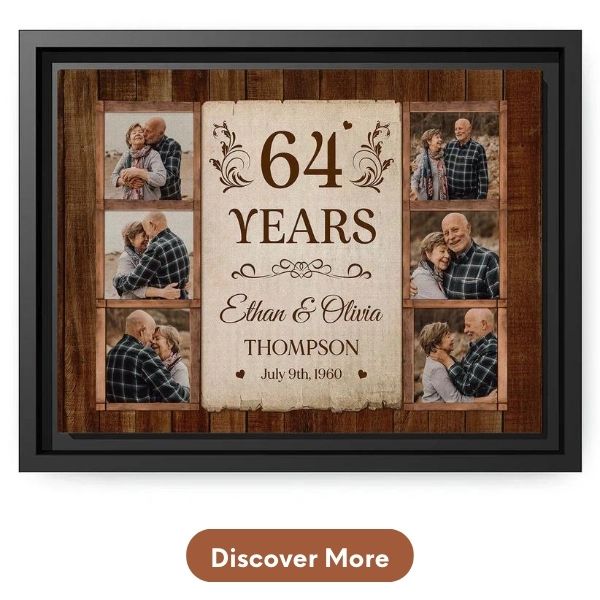 Custom 64th Anniversary Gift For Friends - Custom Canvas From MyMindfulGifts