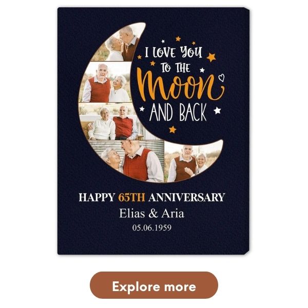 Personalized 65 Years Anniversary Gifts for Wife - Custom Canvas From MyMindfulGifts