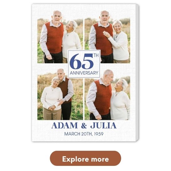 Customized 65th Wedding Anniversary Gifts for Parents - Canvas From MyMindfulGifts